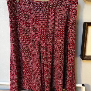 Boden Red with Purple Circles Midi Swing Skirt 
Size 16
